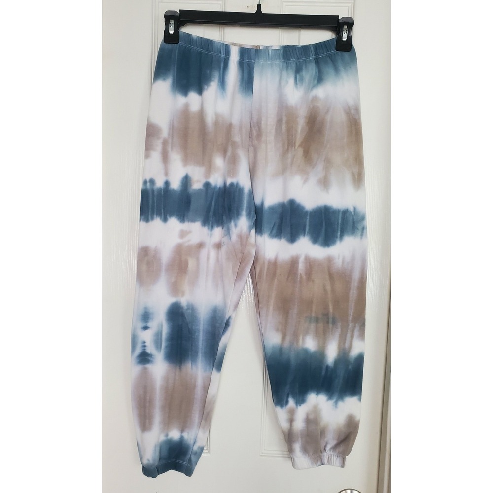 AR-33 Tie Dye Joggers Blue Tan White Elastic Waist Sweatpants Medium